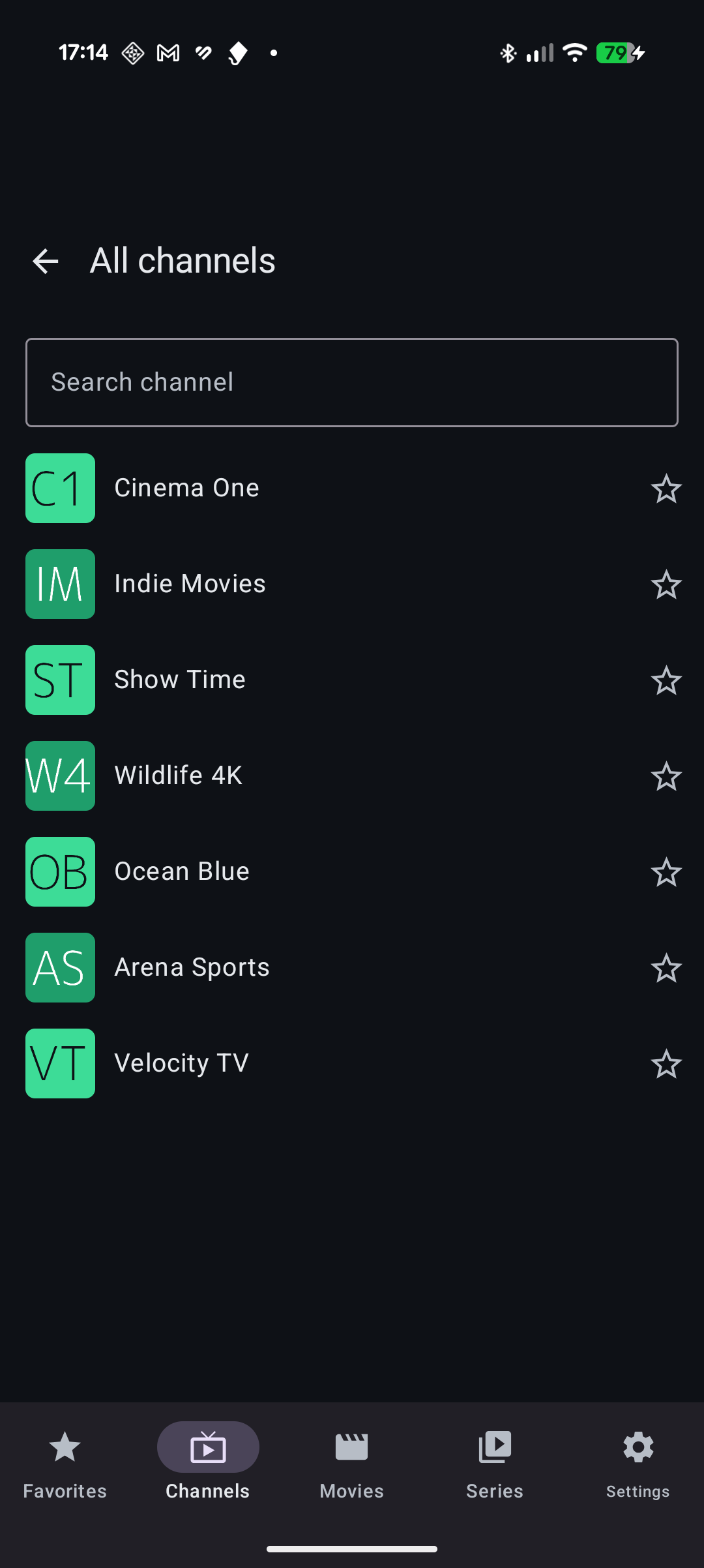 Channel list